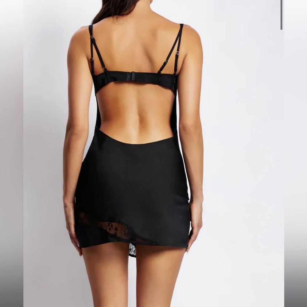 Meshki Joslyn Satin Lace Slip Mini Dress Black NEW WITH TAGS NEVER WORN